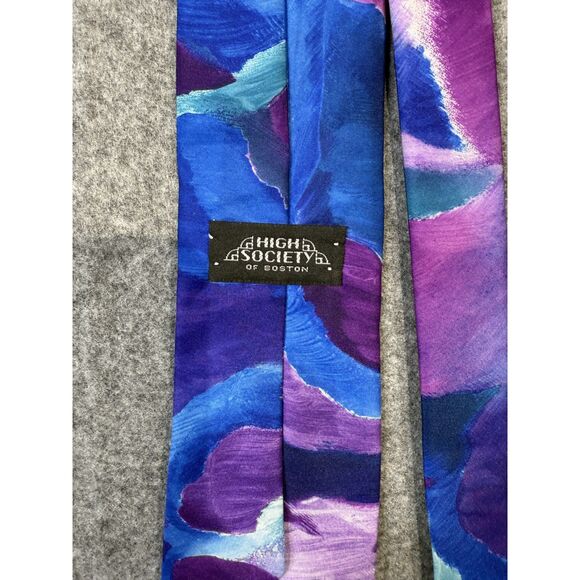 High Society of boston Mens Dress‎ Tie Blue Purple - Picture 2 of 6